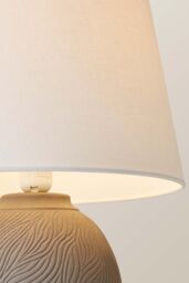 ValueLights Clint Linen Tapered Shade Grey Etched Large Hand Finished Ceramic Table Lamp in Mid Grey - thumbnail 4