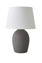 ValueLights Clint Linen Tapered Shade Grey Etched Large Hand Finished Ceramic Table Lamp in Mid Grey - thumbnail 6