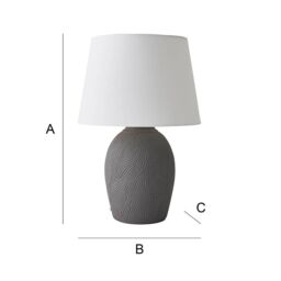 ValueLights Clint Linen Tapered Shade Grey Etched Large Hand Finished Ceramic Table Lamp in Mid Grey - thumbnail 7