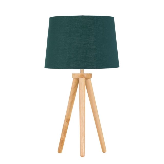 First Choice Lighting Voyage - Light Oak Table Lamp or Bedside Light with Green & Gold Shade in Brown - image 1