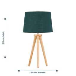 First Choice Lighting Voyage - Light Oak Table Lamp or Bedside Light with Green & Gold Shade in Brown - thumbnail 5
