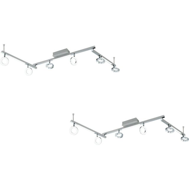 Loops 2 PACK Wall 9 Spot Light Aluminium Chrome Shade Satined Plastic LED 3.2W 3x3.3W - image 1