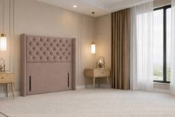 "Nexus Mattresses Ltd Windsor Plush Divan 2 Drawers Foot-End 54""Winged Headboard in Bronze - Size: King" - thumbnail 8