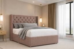 "Nexus Mattresses Ltd Windsor Plush Divan 2 Drawers Foot-End 54""Winged Headboard in Bronze - Size: King" - thumbnail 4