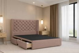 "Nexus Mattresses Ltd Windsor Plush Divan 2 Drawers Foot-End 54""Winged Headboard in Bronze - Size: King"
