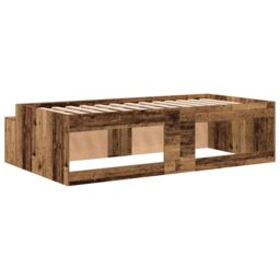 Berkfield Home Storage Bed Frame Old Wood 90x200 cm in Brown - thumbnail 8