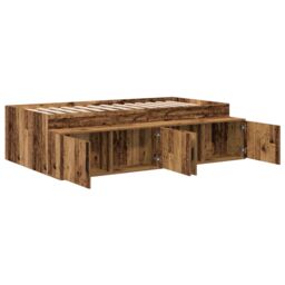 Berkfield Home Storage Bed Frame Old Wood 90x200 cm in Brown - thumbnail 5