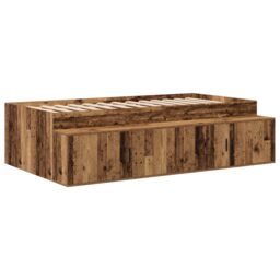 Berkfield Home Storage Bed Frame Old Wood 90x200 cm in Brown - thumbnail 3