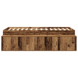 Berkfield Home Storage Bed Frame Old Wood 90x200 cm in Brown - thumbnail 6