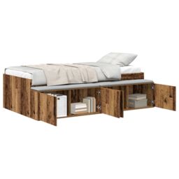 Berkfield Home Storage Bed Frame Old Wood 90x200 cm in Brown - thumbnail 2