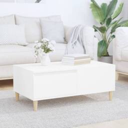 Berkfield Home Decorative Coffee Table White 90x50x36.5 cm Engineered Wood - thumbnail 2