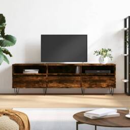 Berkfield Home TV Cabinet Smoked Oak 150x30x44.5 cm Engineered Wood in Brown - thumbnail 2