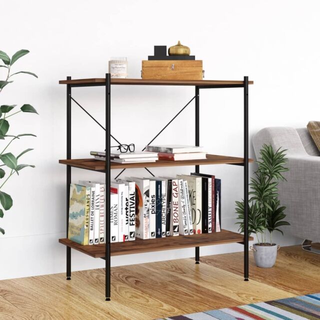 Berkfield Home 3-Tier Shelving Unit Black & Dark Wood 80x40x92 cm - Size: 80 x 40 x 92 cm - image 1