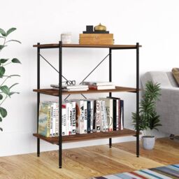 Berkfield Home 3-Tier Shelving Unit Black & Dark Wood 80x40x92 cm - Size: 80 x 40 x 92 cm