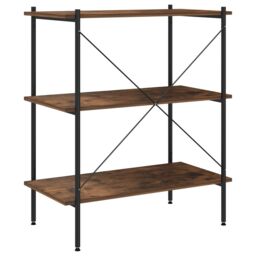 Berkfield Home 3-Tier Shelving Unit Black & Dark Wood 80x40x92 cm - Size: 80 x 40 x 92 cm - thumbnail 5