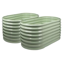 Harbour Housewares Raised Garden Beds - 2x Rounded Bottomless Galvanised Steel Planter 120 x 60 x 60cm in Green - Size: 120 x 60 x 60 cm - thumbnail 1