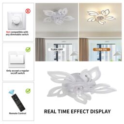 Garwarm Modern White Led Acrylic Ceiling Fan Light with Remote - thumbnail 4