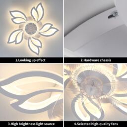 Garwarm Modern White Led Acrylic Ceiling Fan Light with Remote - thumbnail 7