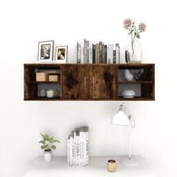 Berkfield Home Wall Shelf Smoked Oak 102x30x29 cm Engineered Wood in Brown - Size: 102 x 30 x 29 cm - thumbnail 3