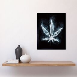 "Artery8 Wall Art Print Luminescent Marijuana Smoke Leaf Cool Creative Digital Painting Art Framed in Black - Size: W12"" x H16""" - thumbnail 2