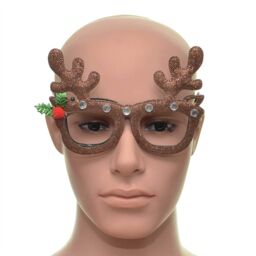 Shatchi Novelty Glitter Brown Reindeer Antlers Christmas Glasses Christmas Party Props Photo Booth Accessories Stocking Fillers