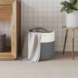 Berkfield Home Storage Basket Grey & White √ò40x35 cm Cotton - Size: 40x35 cm