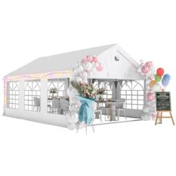 OUTSUNNY 6 x 4 m Party Tent, Heavy Duty Gazebo Canopy with Windows, White - Size: 4m x 6m - thumbnail 2
