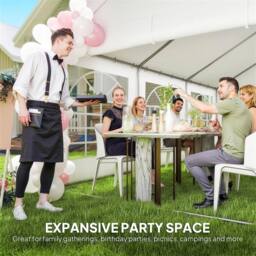 OUTSUNNY 6 x 4 m Party Tent, Heavy Duty Gazebo Canopy with Windows, White - Size: 4m x 6m - thumbnail 4