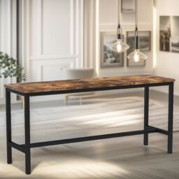 FURNOS 2PC Industrial Dining Benches Indoor Outdoor Rustic Brown Furniture - thumbnail 2