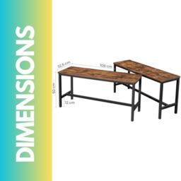 FURNOS 2PC Industrial Dining Benches Indoor Outdoor Rustic Brown Furniture - thumbnail 5