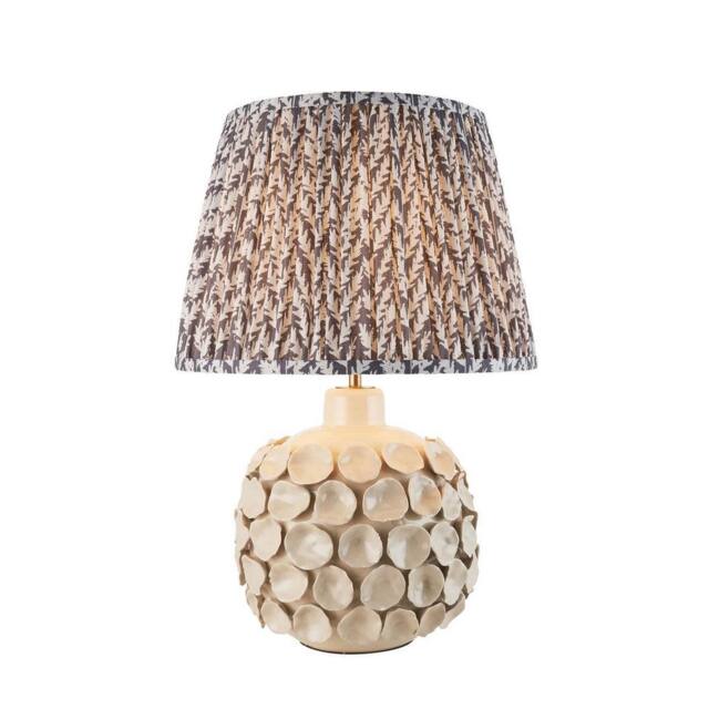 Netlighting Borello Ivory Table Lamp Grey Fabric Leaf Shade 35cm B22 - image 1