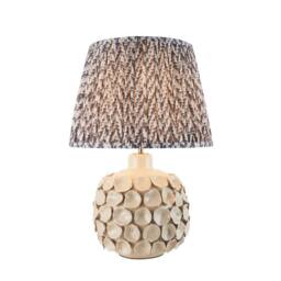 Netlighting Borello Ivory Table Lamp Grey Fabric Leaf Shade 35cm B22 - thumbnail 1