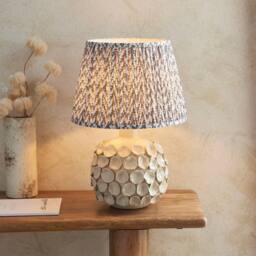 Netlighting Borello Ivory Table Lamp Grey Fabric Leaf Shade 35cm B22 - thumbnail 2