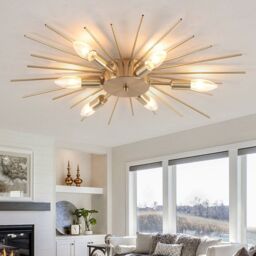Garwarm 6 Light 60cm Dimmable Flush Mount in Gold