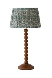ValueLights Bobbin Floral Printed Pleated Shade Walnut Bobble Table Lamp in Dark Green - thumbnail 6