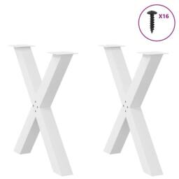 Berkfield Home Dining Table Legs X-Shaped 2 pcs White 70x(72-73) cm Steel - thumbnail 3