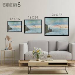 "Artery8 Maurice Cullen Levis From Quebec Framed Canvas Wall Art Print in Blue - Size: W12"" x H16""" - thumbnail 4