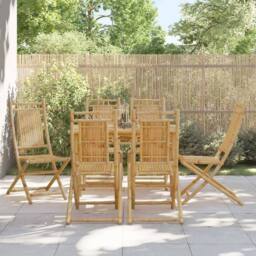 Berkfield Home Folding Garden Chairs 6 pcs 46x66x99 cm Bamboo in Brown - Size: 46 x 66 x 99 cm - thumbnail 2