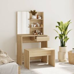 Berkfield Home Dressing Table Set Sonoma Oak 74.5x40x141 cm in Brown - thumbnail 1