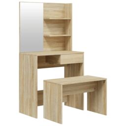 Berkfield Home Dressing Table Set Sonoma Oak 74.5x40x141 cm in Brown - thumbnail 2