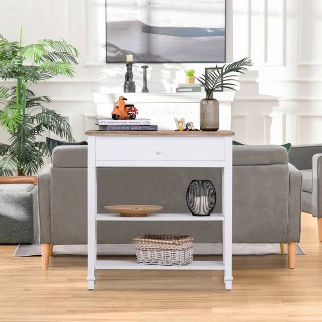 STILVORA Console Table with Drawer & 2 Shelves White - image 1