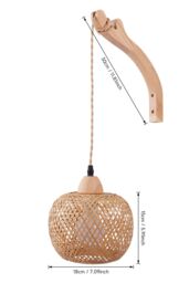 Living and Home Bamboo Lampshade E27 Wall Light in Natural - thumbnail 4
