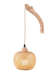 Living and Home Bamboo Lampshade E27 Wall Light in Natural - thumbnail 3