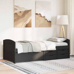Berkfield Home Beautiful Day Bed with 5 Drawers without Mattress IRUN Black 90x200 cm - thumbnail 4