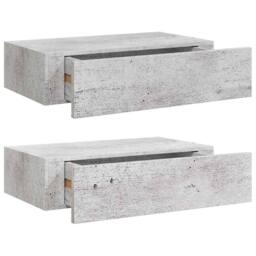 Berkfield Home Wall Drawer Shelves 2 pcs Concrete Grey 40x23.5x10cm MDF - Size: 40x23.5x10 cm - thumbnail 3
