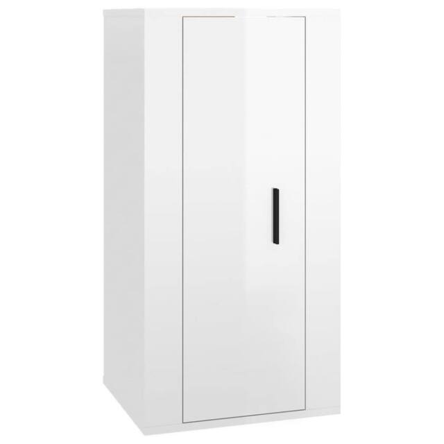 Berkfield Home Wall Mounted TV Cabinet High Gloss White 40x34, 5x80 cm - image 1