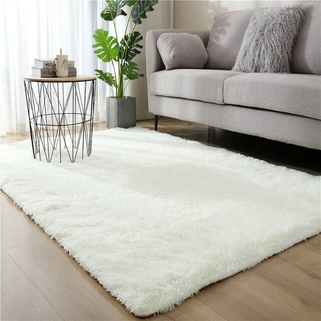 YnysTec Large Shaggy Rug Anti Slip Mat Soft Fluffy Living Room Bedroom Carpet in White - Size: 60 cm x 120 cm - image 1