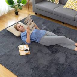 YnysTec Large Shaggy Rug Anti Slip Mat Soft Fluffy Living Room Bedroom Carpet in White - Size: 60 cm x 120 cm - thumbnail 8