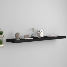 Berkfield Home Floating Wall Shelf Black 120x23.5x3.8 cm MDF - thumbnail 1