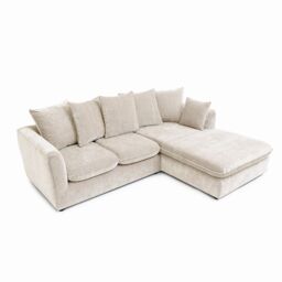 Abakus Direct Lucas Water Repellent Velvet Chenille Right Facing Corner Sofa in Cream - thumbnail 3